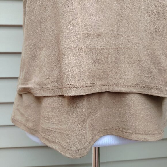 Stella Luce Brown Cami Blouse Layered Faux Suede Look Racerback Solid - Picture 6 of 12